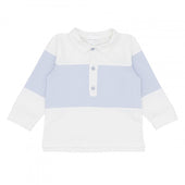 Pastels & Co Baby Boy Pale Blue and White Rugby Top